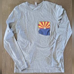 Arizona Shirt Flag Pocket Shirt Gray Long Sleeve Shirt